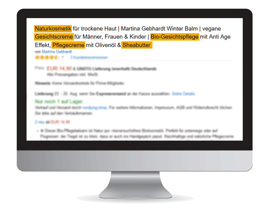 Amazon SEO Produkttitel optimieren - Keywords