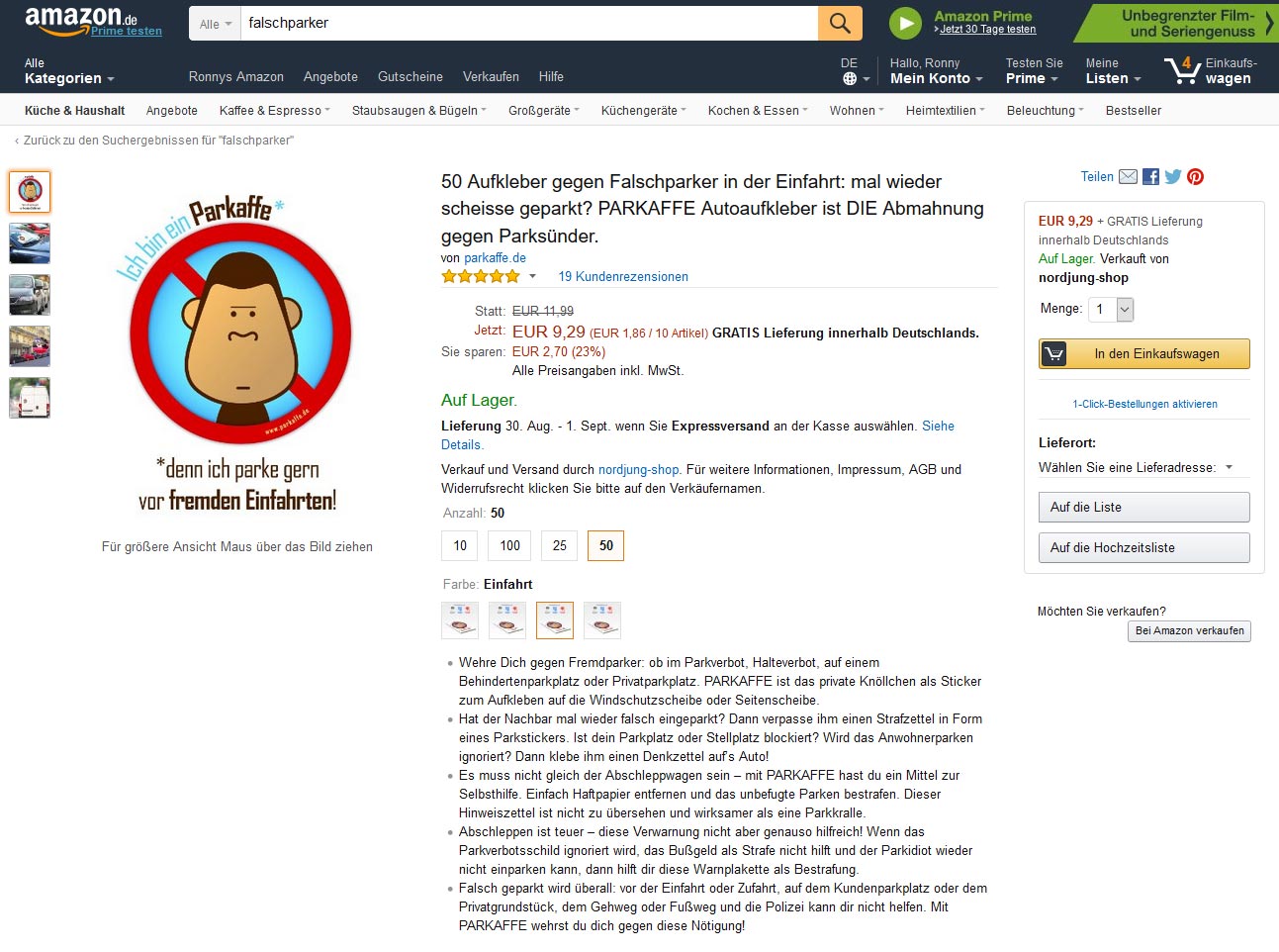 Amazon altes Design Produktseite