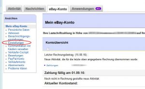 eBay Kontoeinstellungen