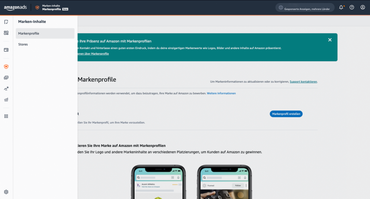 Amazon Advertising Console Markenprofile