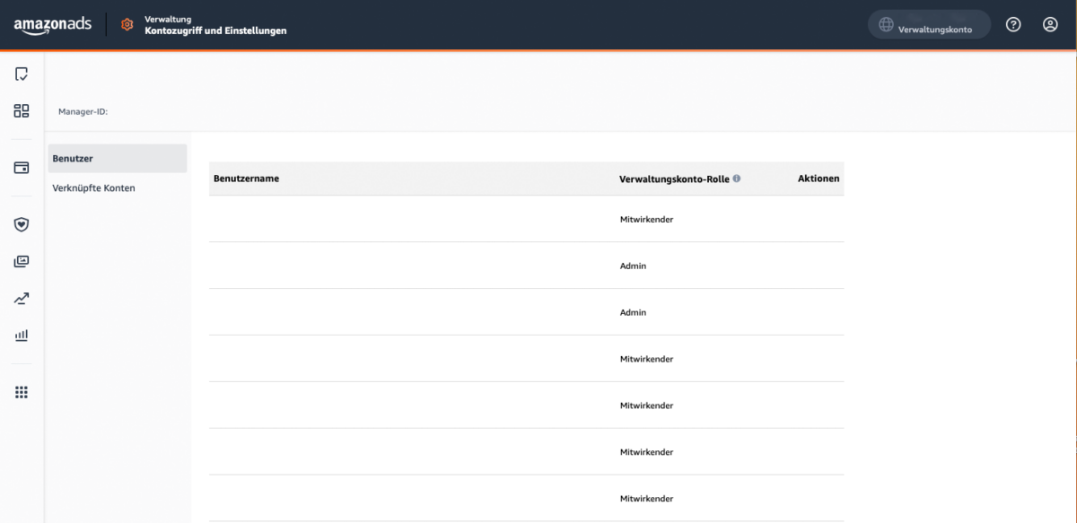 Amazon Advertising Console Kontozugriff