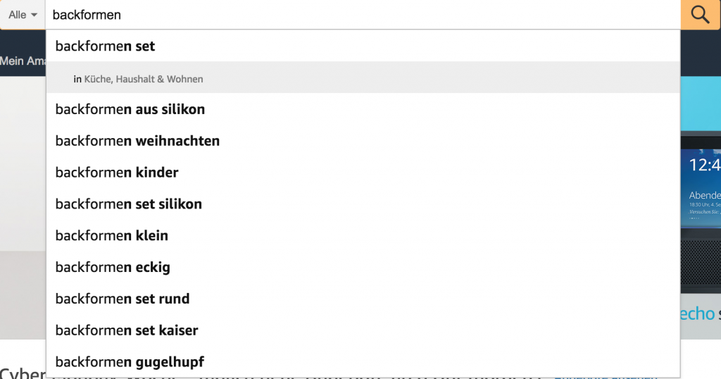 Autovervollständigung Amazon