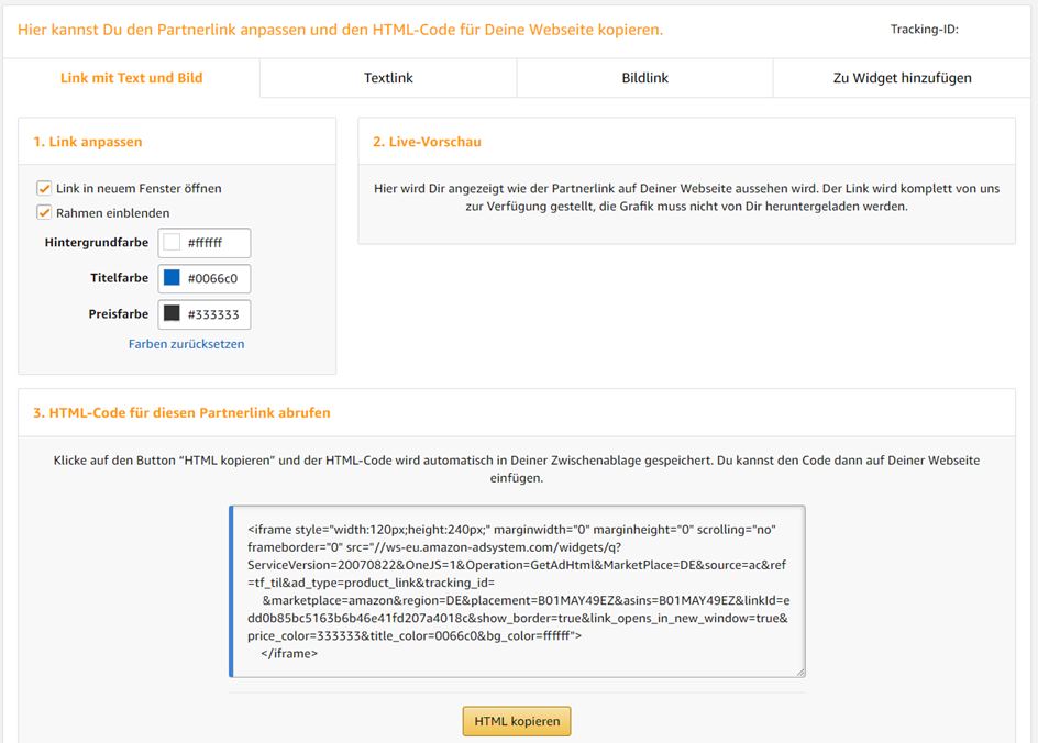 amazon partnernet produktlinks suchergebnisse individualisieren 1-2