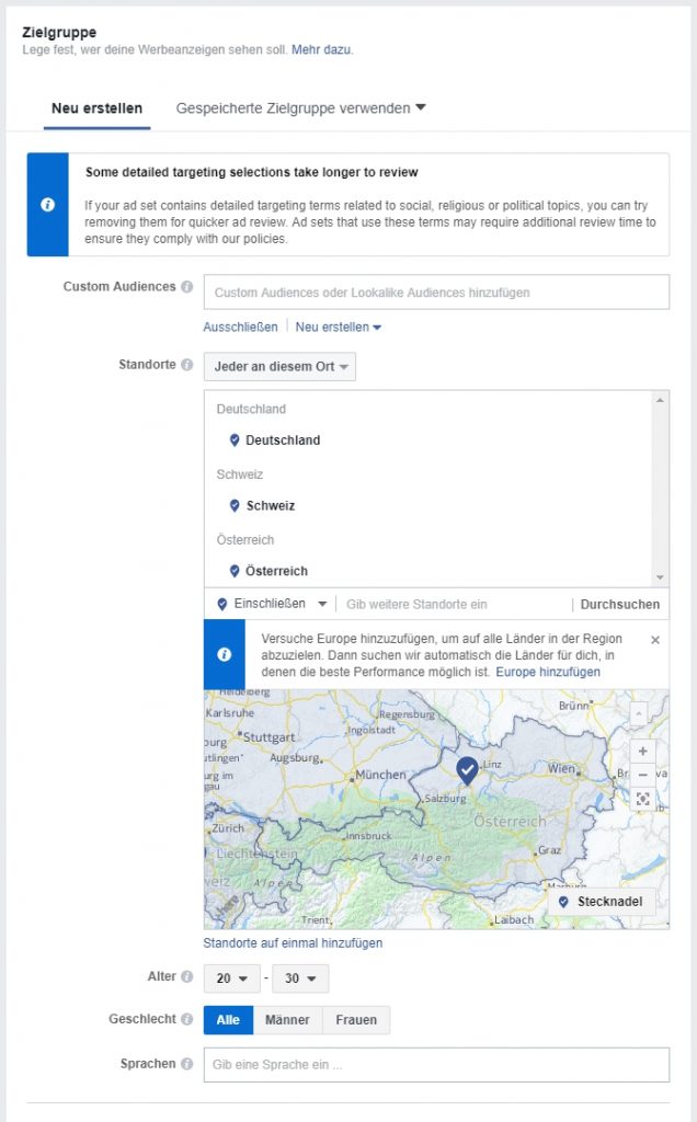 facebook ads zielgruppe